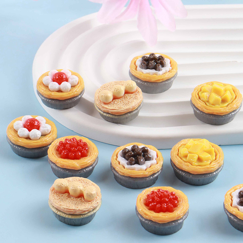 Resin Art Toys - ▶ 5 個 1/12 ドールハウスシミュレーションエッグタルトドールハウスミニデザートモデルドールハウス食品装飾アクセサリー