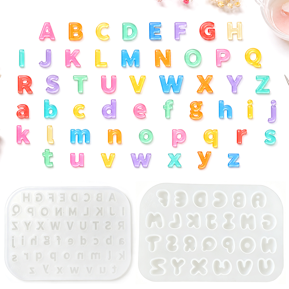 Resin Art Tools - S0321ミニサイズシリコンモールド DIYクリスタルエポキシ樹脂 大文字小文字文字ジュエリー製作 アルファベットモールド