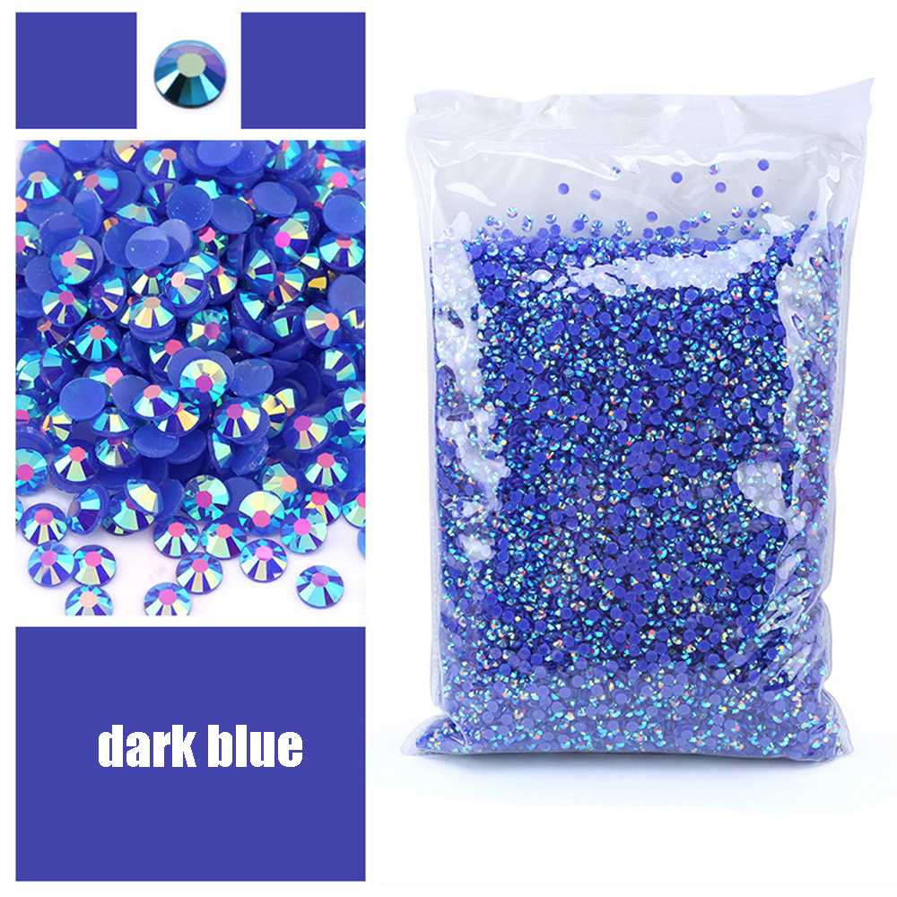 Resin Art Quantity - ダークブルーのフラットバック樹脂ラインストーン、非ホットフィックス、大量卸売、クラフトDIY、クリエイティブデザイン、衣類、メイクアップ、ネイルアート用