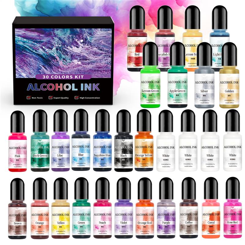 Resin Pigment Alcohol Ink - 1 セットアートインクアルコールエポキシ樹脂顔料キット液体着色剤染料拡散顔料エポキシ樹脂ジュエリーメイキング工芸品アート染料