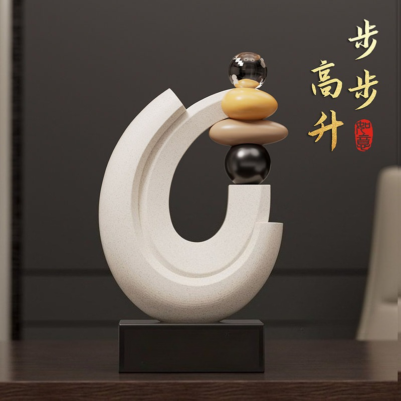 Resin Art Gift For Anniversary - 家の装飾幸運石像デスクトップ装飾品北欧リビングルームディスプレイキャビネットハイエンドアート装飾彫刻新築祝いギフト