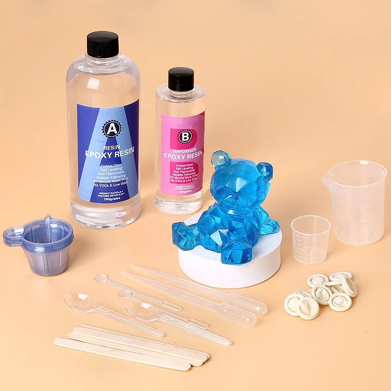 Resin Art And Jewelry - エポキシ樹脂キット クリスタルクリア 簡単混合 AB樹脂 スティック、目盛り付きカップ、手袋付き ジュエリー製作