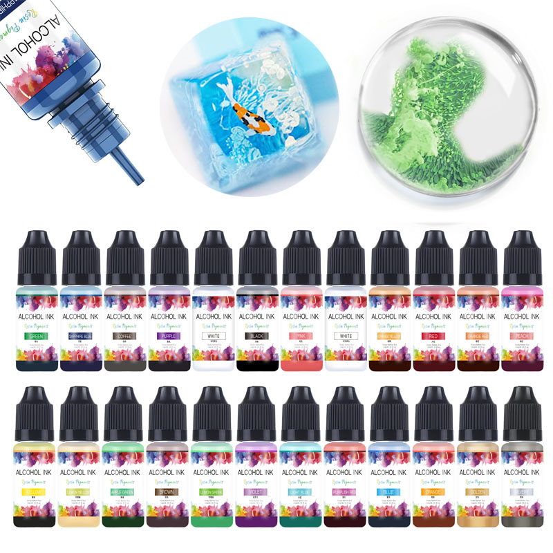 Resin Pigment Alcohol Ink - エポキシ樹脂用液体着色剤染料拡散、アートインクアルコール、樹脂顔料、DIYジュエリー作り、ab樹脂接着剤に使用、10ml