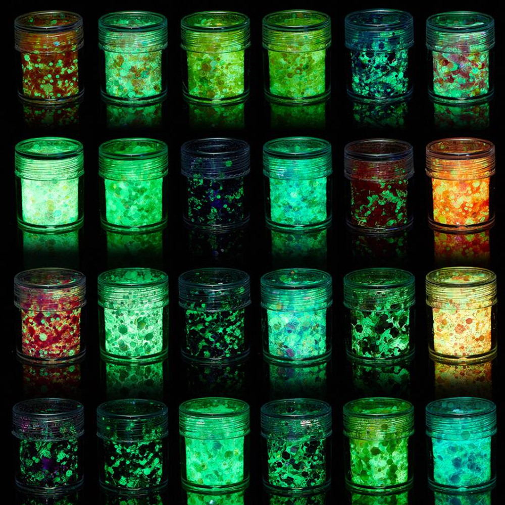 Resin Art And Jewelry - 発光グリッター,24色,エポキシ樹脂,日曜大工,手工芸品用