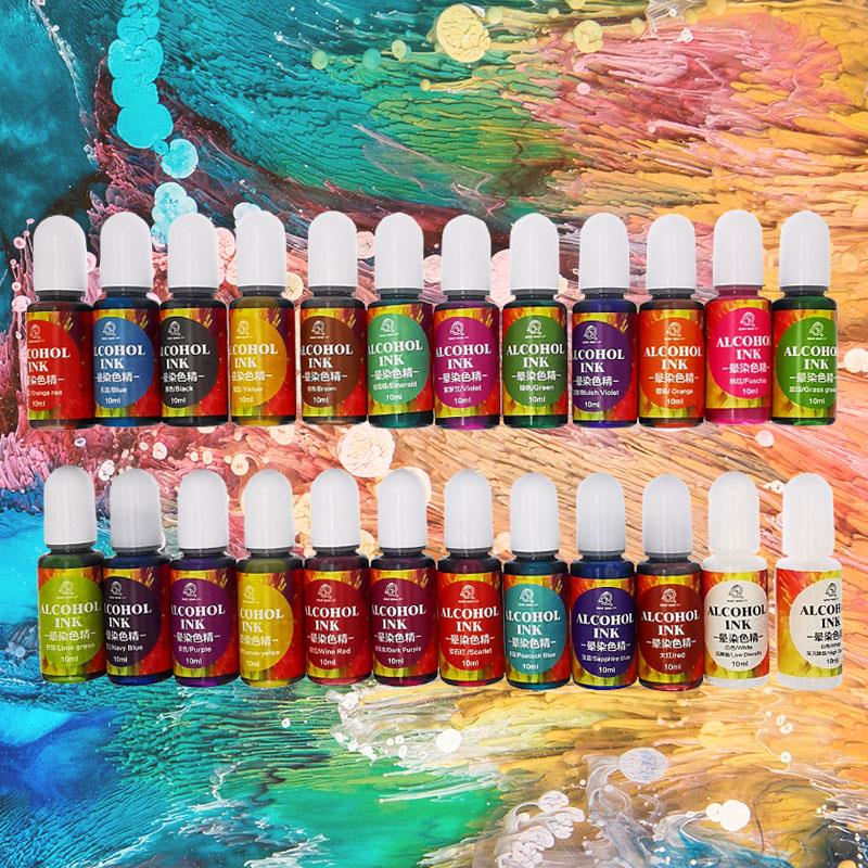 Resin Pigment Alcohol Ink - UVエポキシ樹脂,24色,10ml,リキッドエントグルー,液体,硬化,日曜大工のジュエリー作り
