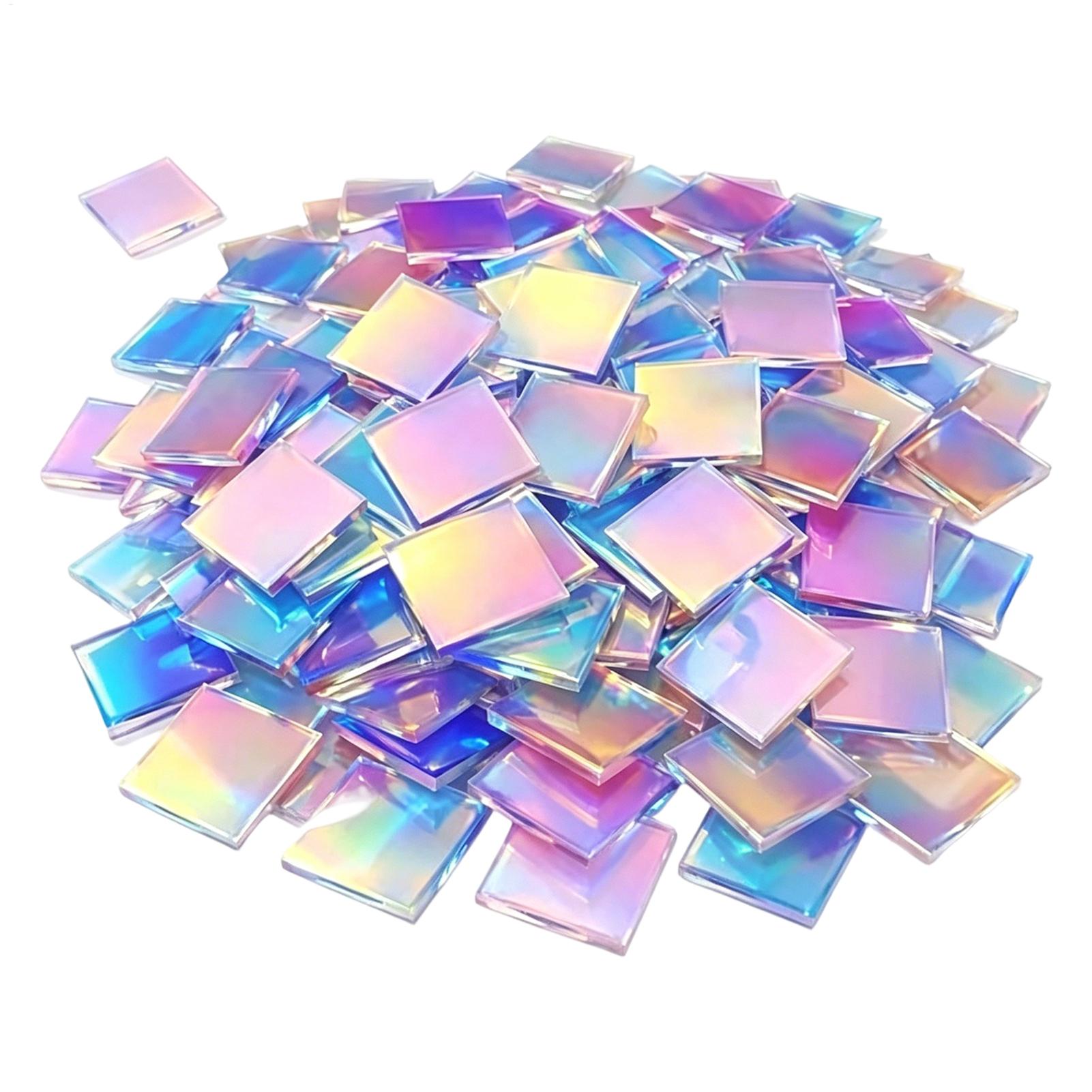 Resin Art And Jewelry - ミニアクリルシート 100枚 レインボーホログラフィックアクリル正方形 ミニ両面ブロック モザイクアート ジュエリー樹脂クラフト用品