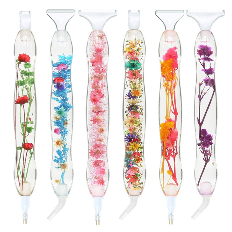 Resin Art Diy - 1セットフラワーデザイン樹脂製5Dダイヤモンドペインティングペン、カラフルポイントドリルペン（6ヘッド付き）DIYアートクラフト手作りアクセサリー