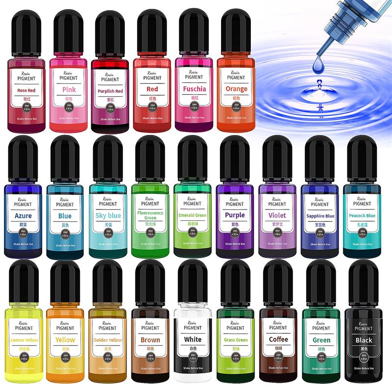 Resin Pigment Alcohol Ink - レジンティレジングネティトインクリキッドオッシュ染料、インクの拡散、DIYジュエリー作成、エポキシ樹脂、24色