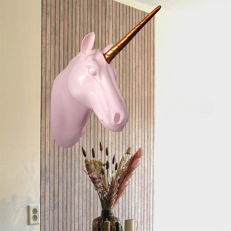 ユニコーン馬の頭の形をしたウォールアート、樹脂製3Dアニマル - Background Resin Art のレビューと価格