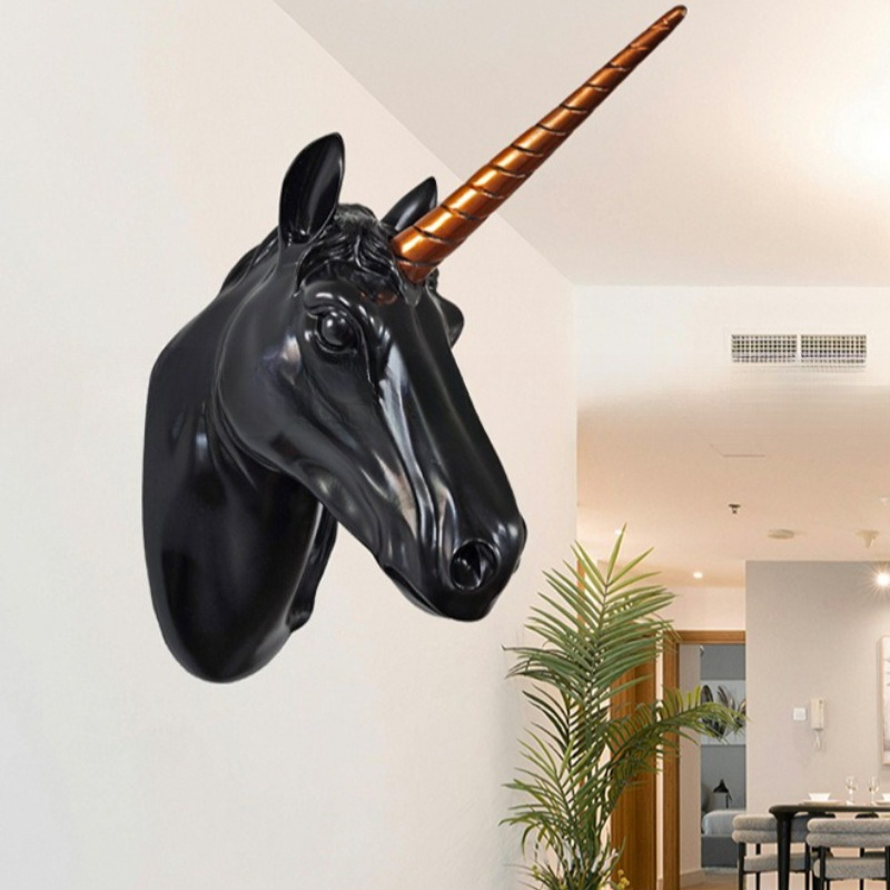 ユニコーン馬の頭の形をしたウォールアート、樹脂製3Dアニマル - Background Resin Art のレビューと価格