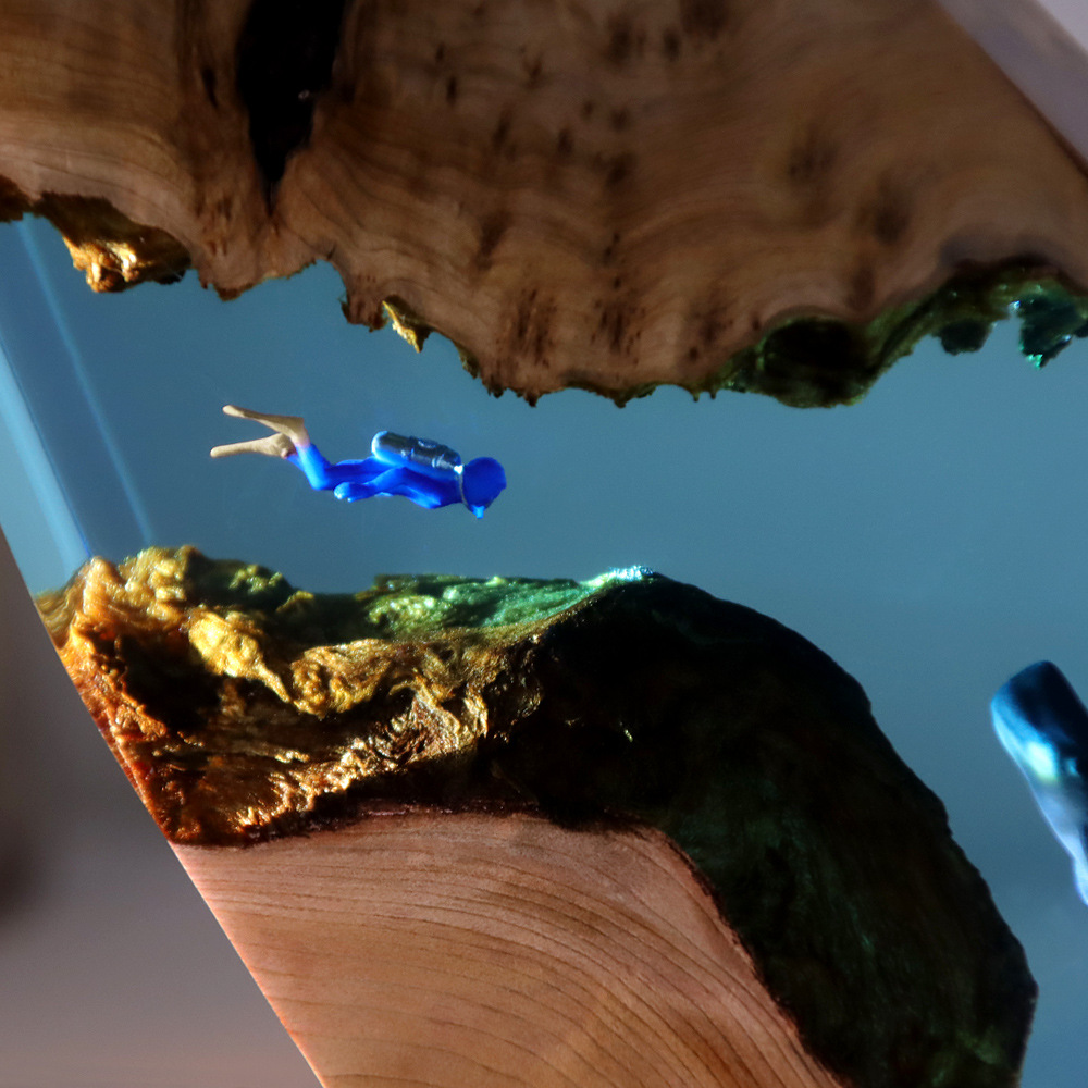 新しい水中洞窟クジラダイバーホームデスクデコレーション無垢材 - Resin Art Gift For Anniversary のレビューと価格