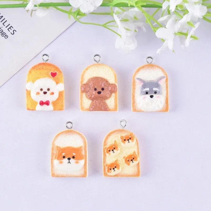 10 個かわいいトースト犬樹脂ペンダント漫画動物チャーム D - Resin Art Supplies のレビューと価格