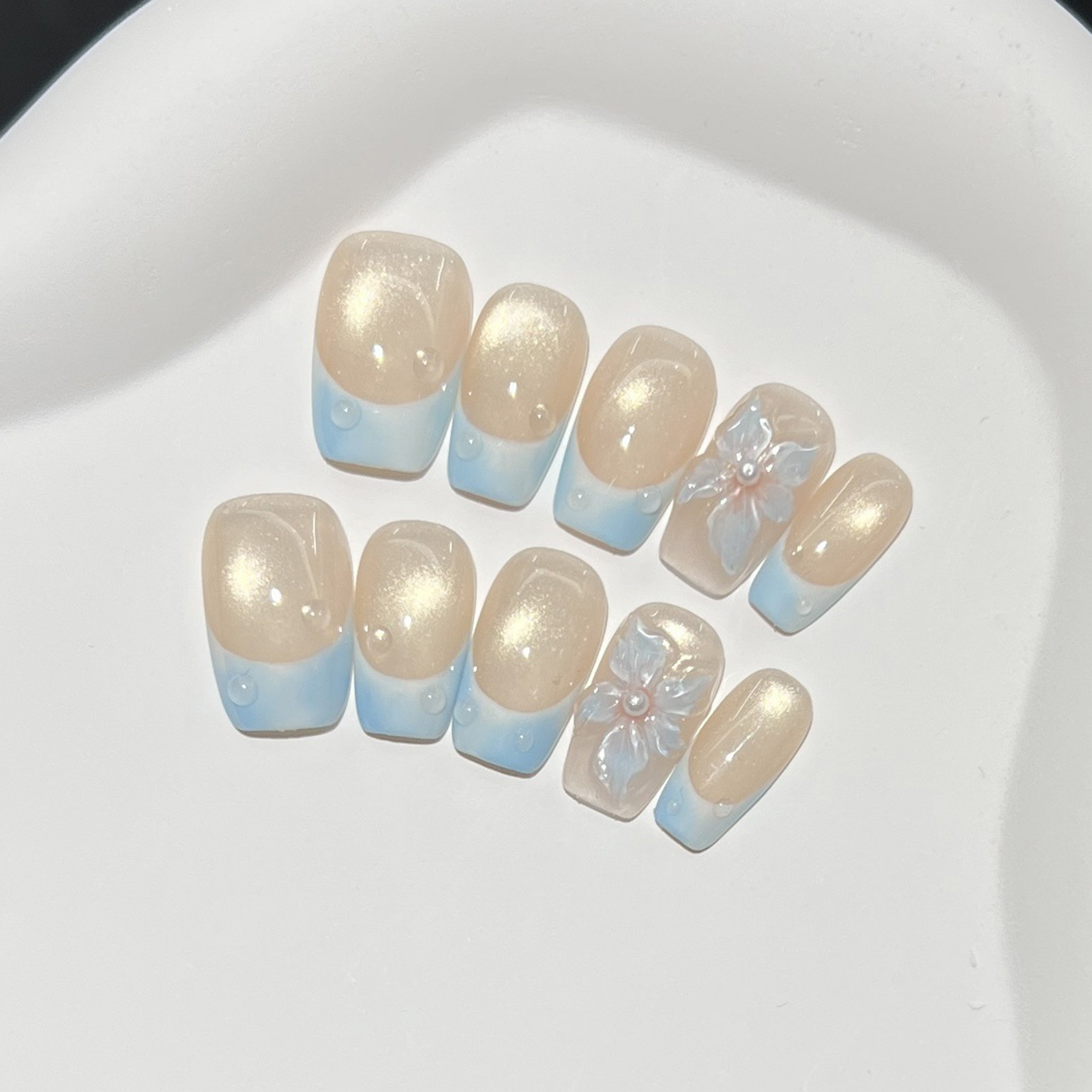 10枚入り フレンチブルー グロッシー フローラル プレスオ - Resin Art Diy のレビューと価格
