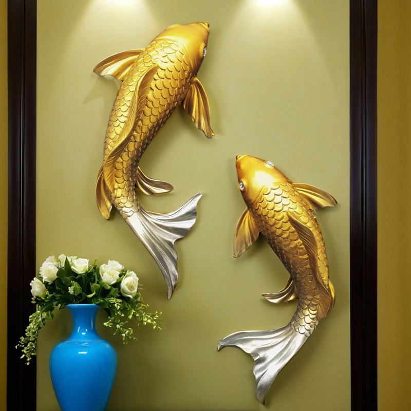 幸運の鯉魚3D壁飾り、樹脂製立体鯉壁掛け、創造的な富風水ホー - Resin Art Hanging のレビューと価格