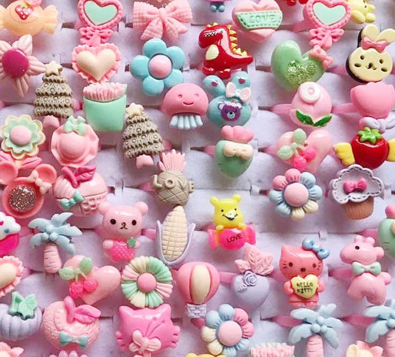 子供用のプラスチック製漫画リング,調節可能なオープニングボッ - Resin Art Ring のレビューと価格