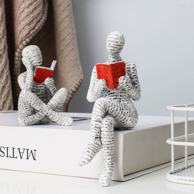 1pc クリエイティブ読書紙パルプ女性思想家樹脂像飾り現代ア - Resin Art Gift For Anniversary のレビューと価格