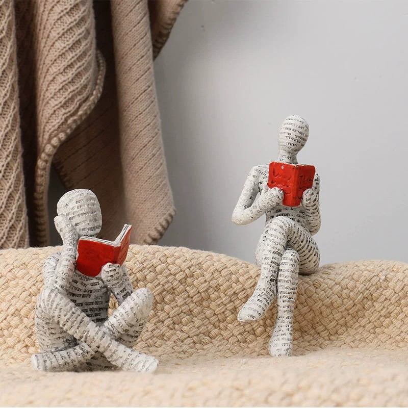 1pc クリエイティブ読書紙パルプ女性思想家樹脂像飾り現代ア - Resin Art Gift For Anniversary のレビューと価格