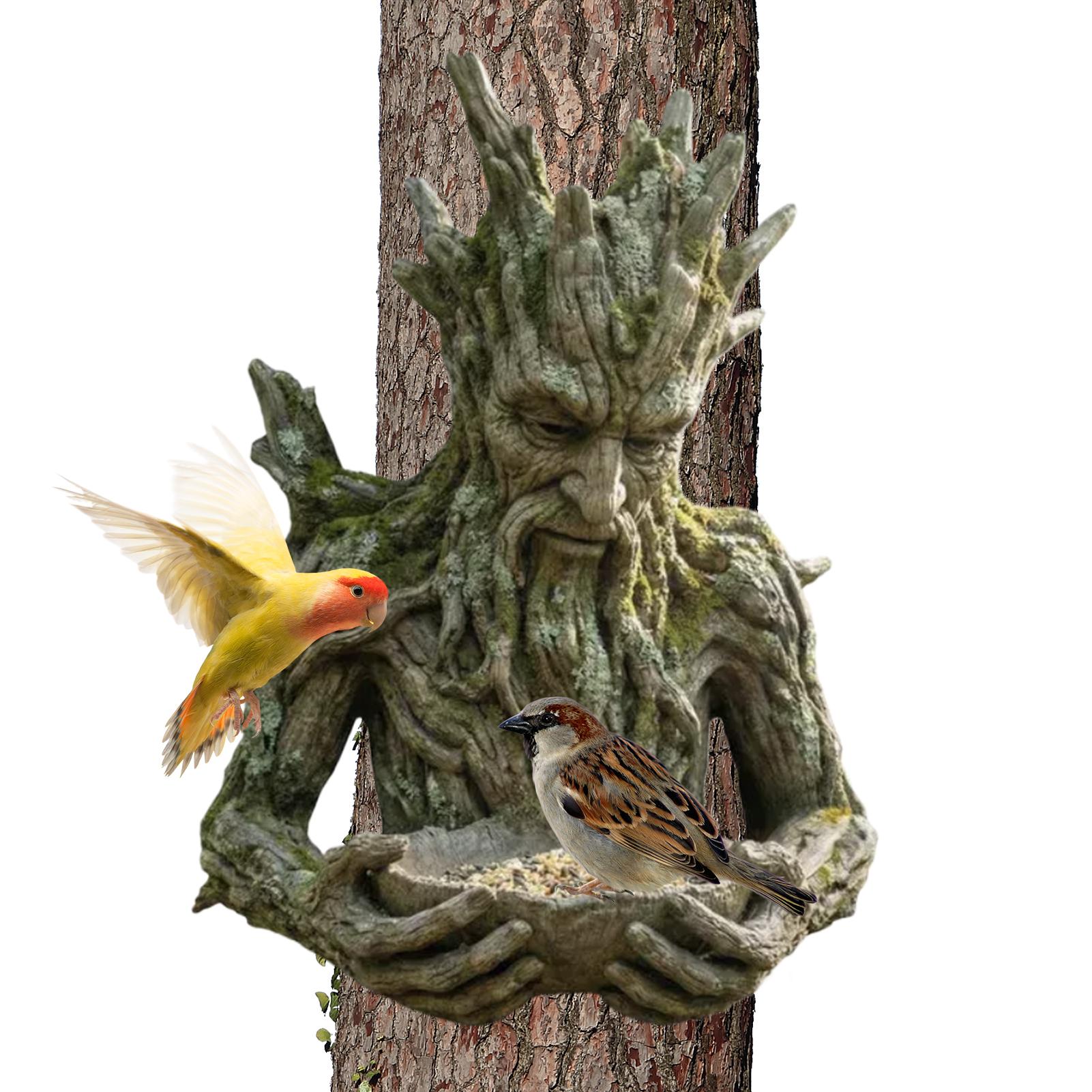 木に取り付けるバードフィーダー、耐候性樹脂製装飾ツリーフェイ - Resin Art On Wood のレビューと価格