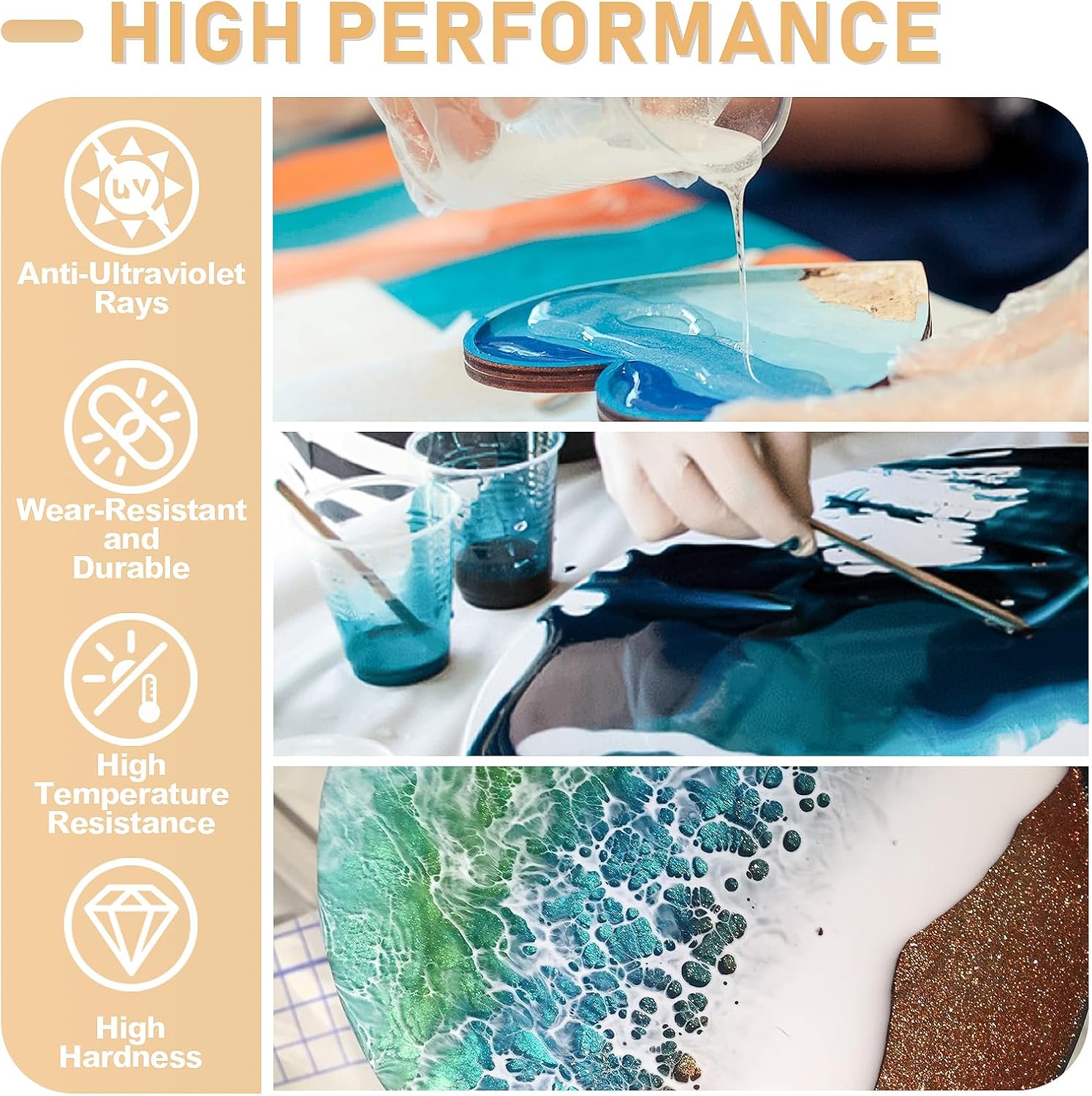 17.6オンス/33.8オンス AB樹脂エポキシ接着剤 UV - Resin Art And Jewelry のレビューと価格