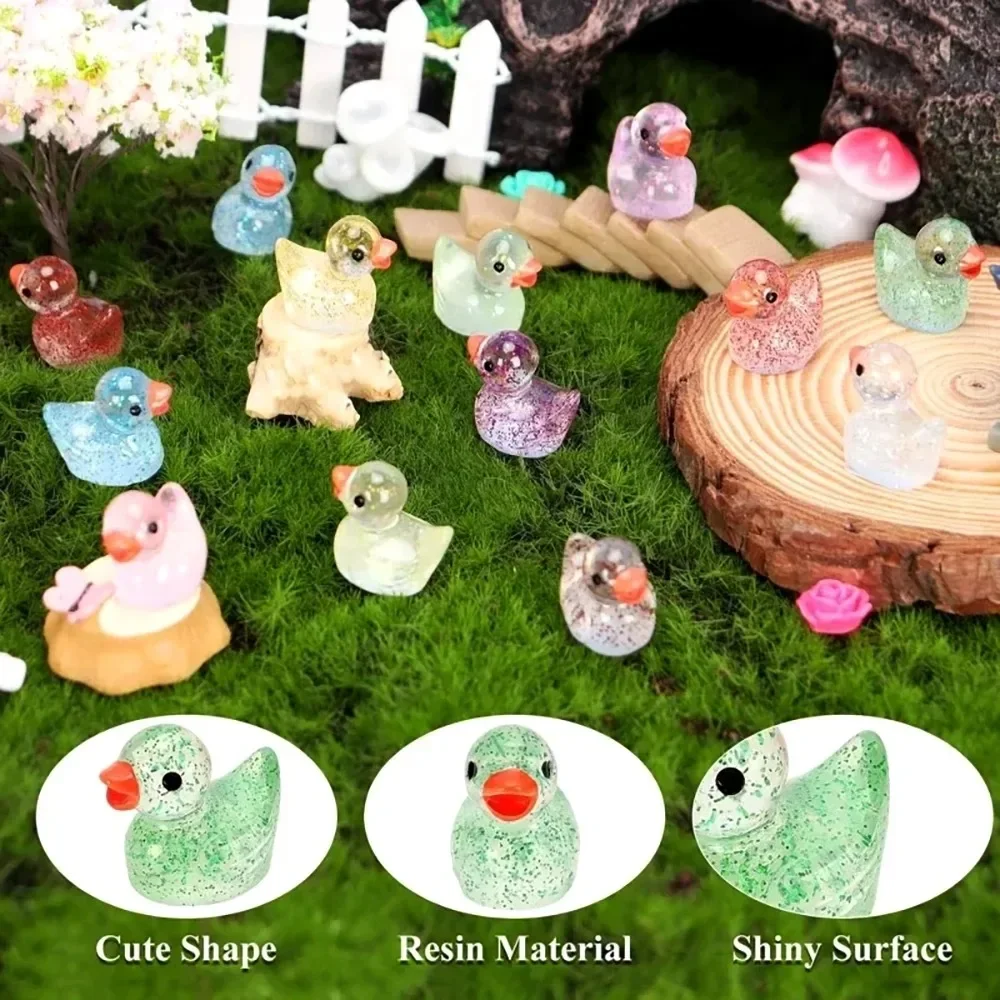 マイクロ風景かわいいキラキラピンクの小さな黄色いアヒル人形ペ - Resin Art Toys のレビューと価格