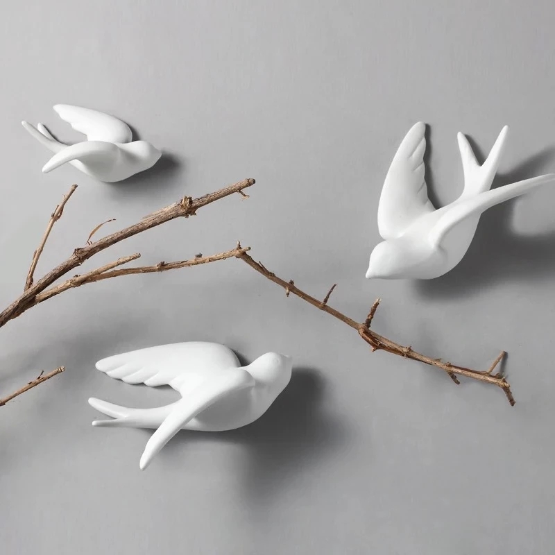クリエイティブなセラミックの鳥の壁掛け,3D壁画,芸術的な装 - Resin Art Hanging のレビューと価格