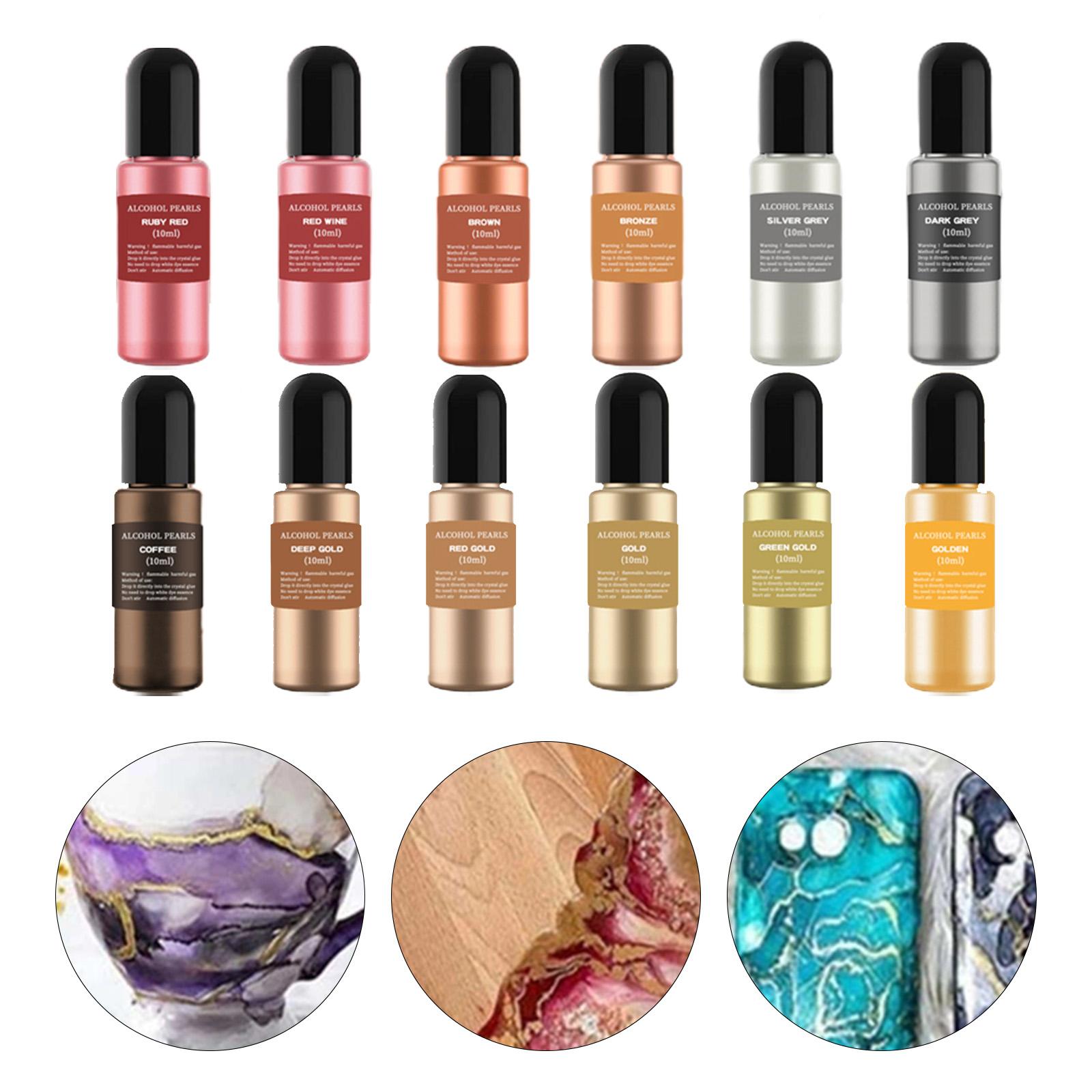 12 ボトルメタリックアルコールインクエポキシ樹脂顔料液体染 - Resin Pigment Alcohol Ink のレビューと価格