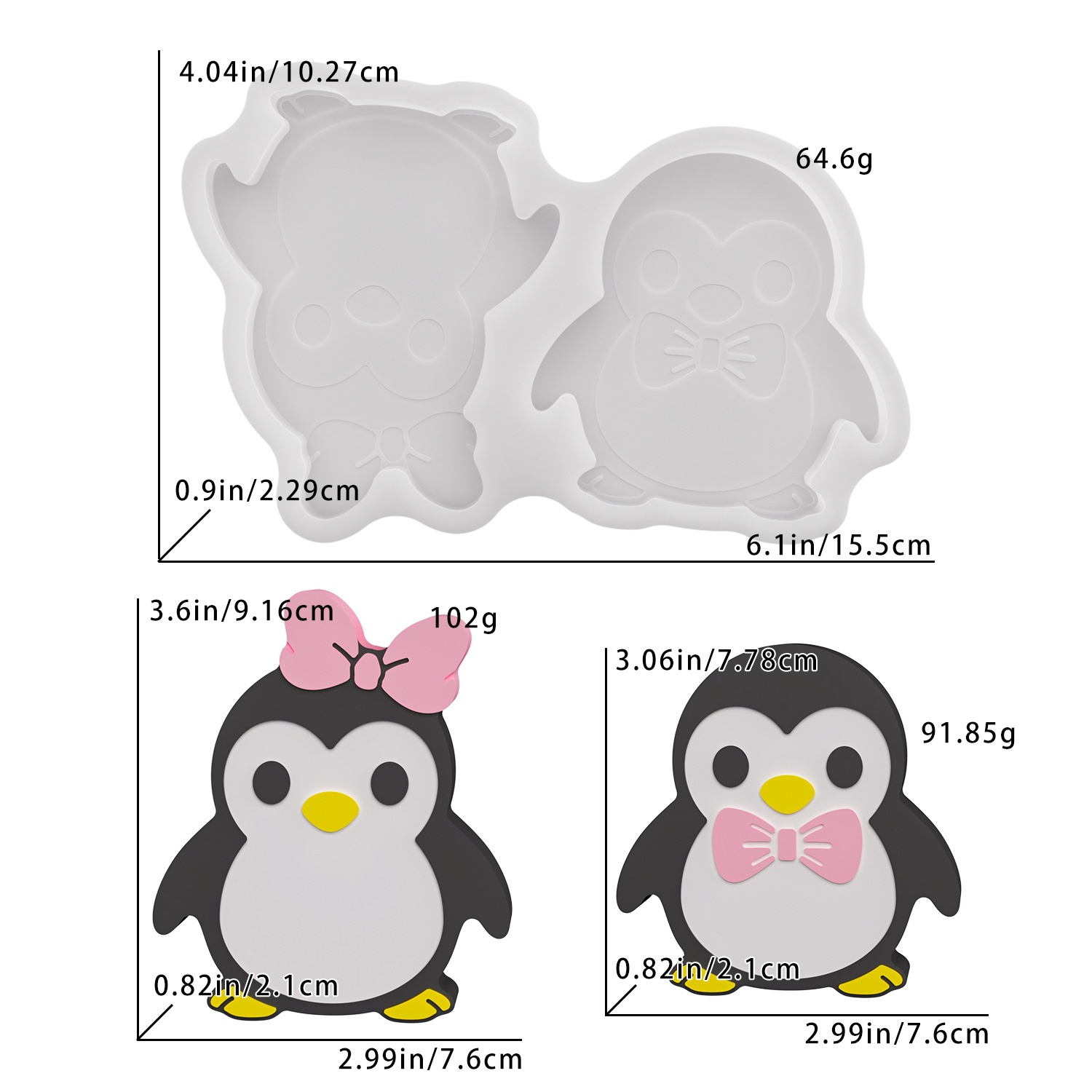 DIYペンギンカップルフィギュア樹脂型、家具装飾用、小型石膏 - Resin Art Tools のレビューと価格