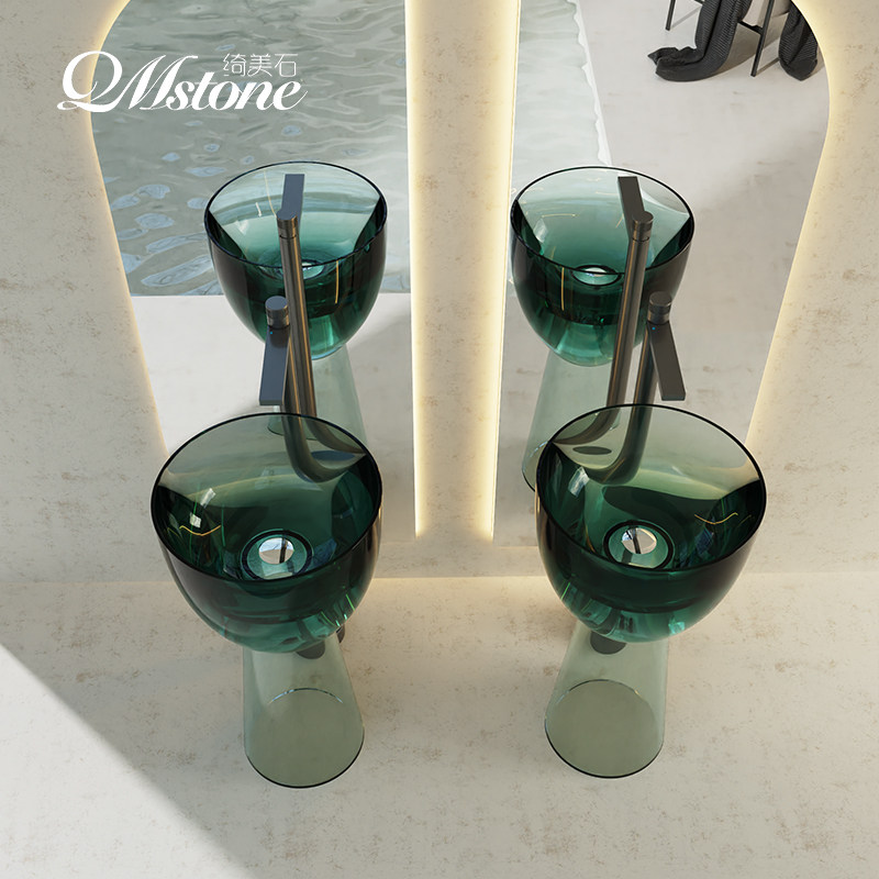 ホテルヴィラ用床置き樹脂製カラークリスタル透明洗面器、アート - Resin Art Floor Design のレビューと価格