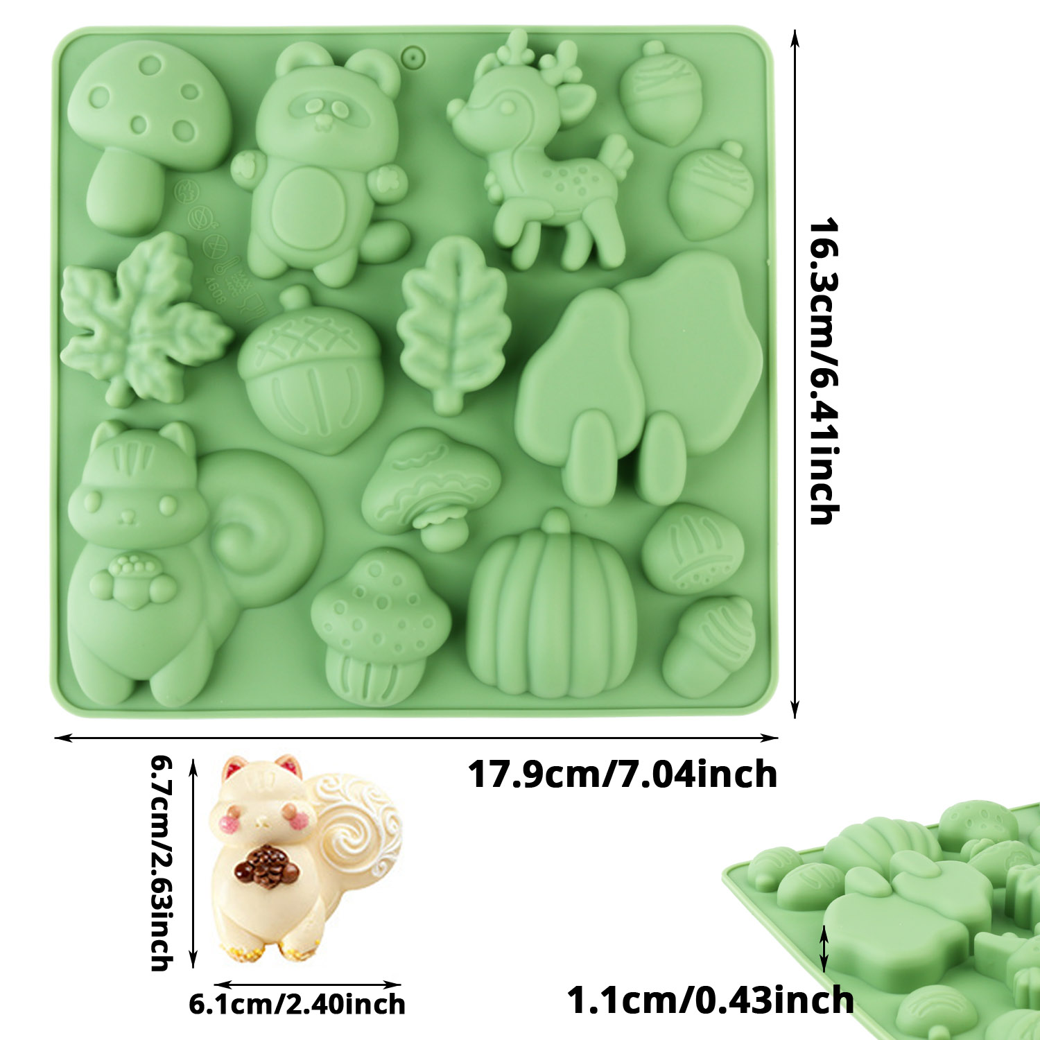 1個の動物の形をしたシリコンケーキ型、リスや鹿など、様々な動 - Resin Art Supplies のレビューと価格