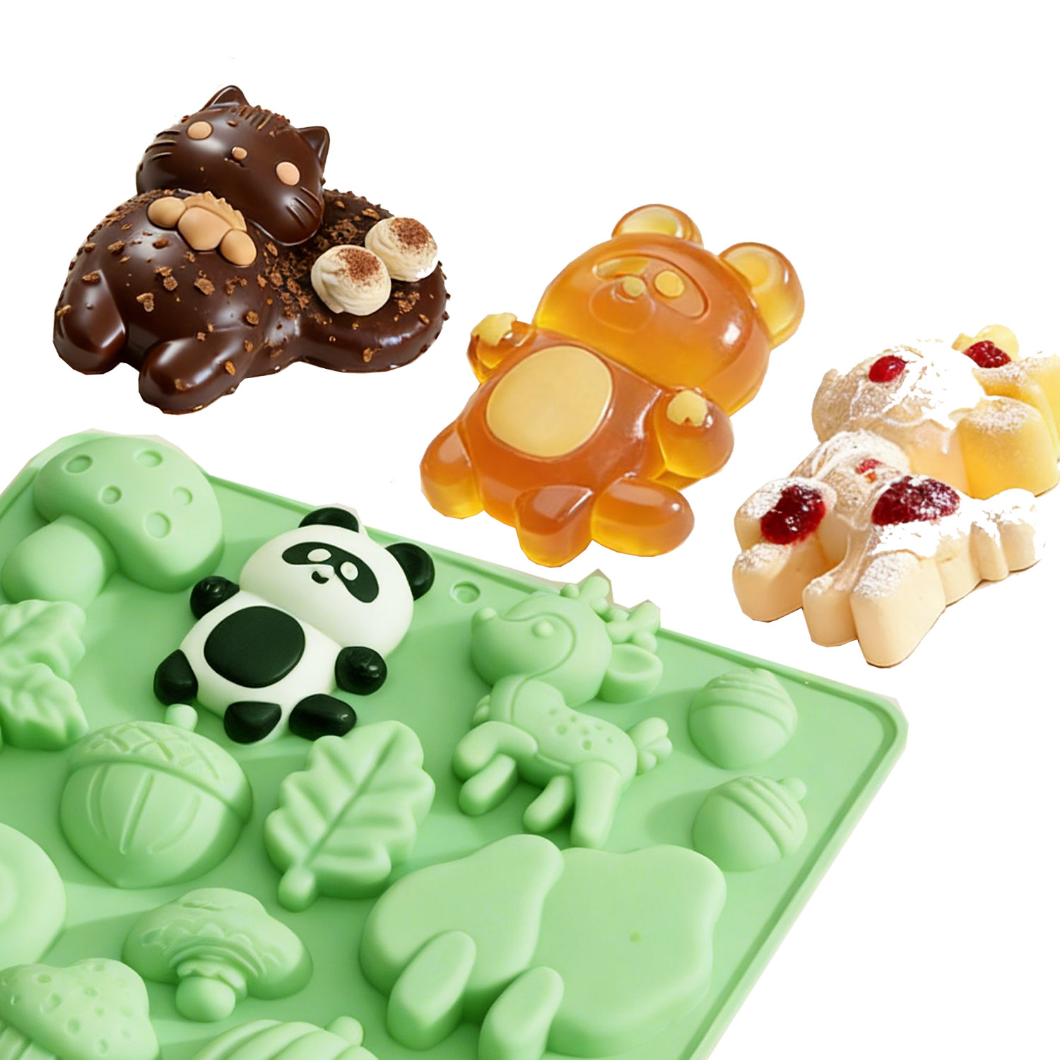 1個の動物の形をしたシリコンケーキ型、リスや鹿など、様々な動 - Resin Art Supplies のレビューと価格