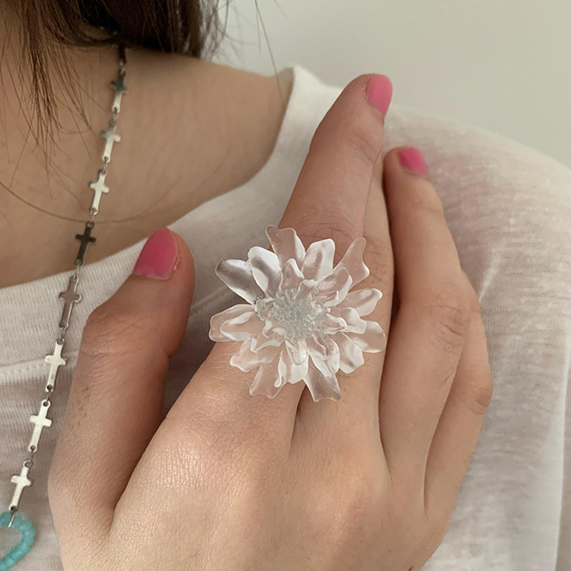 Huanzhi 白透明つや消し樹脂フラワーリングシンプルな  - Resin Art Ring のレビューと価格