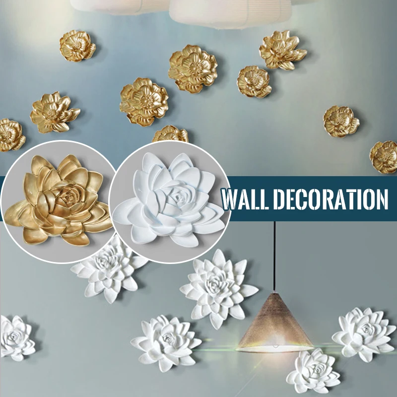 シックな3Dホワイトグレーレジン製蓮牡丹の花の壁掛け、ヨーロ - Background Resin Art のレビューと価格