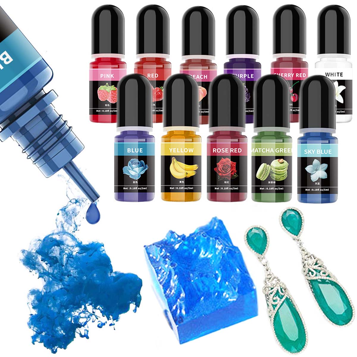 5ml/ボトル エポキシ樹脂顔料 液体着色剤 染料 ユニバー - Resin Art And Jewelry のレビューと価格