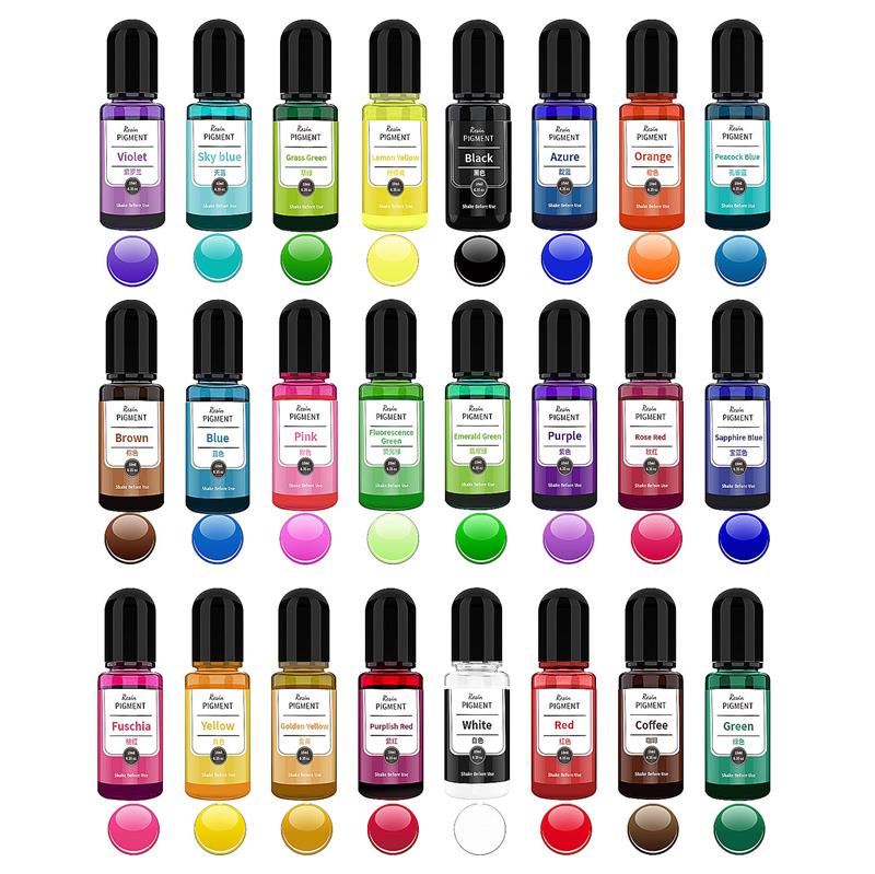 24色 10ml/ボトル エポキシ樹脂顔料 アートインク ア - Resin Pigment Alcohol Ink のレビューと価格