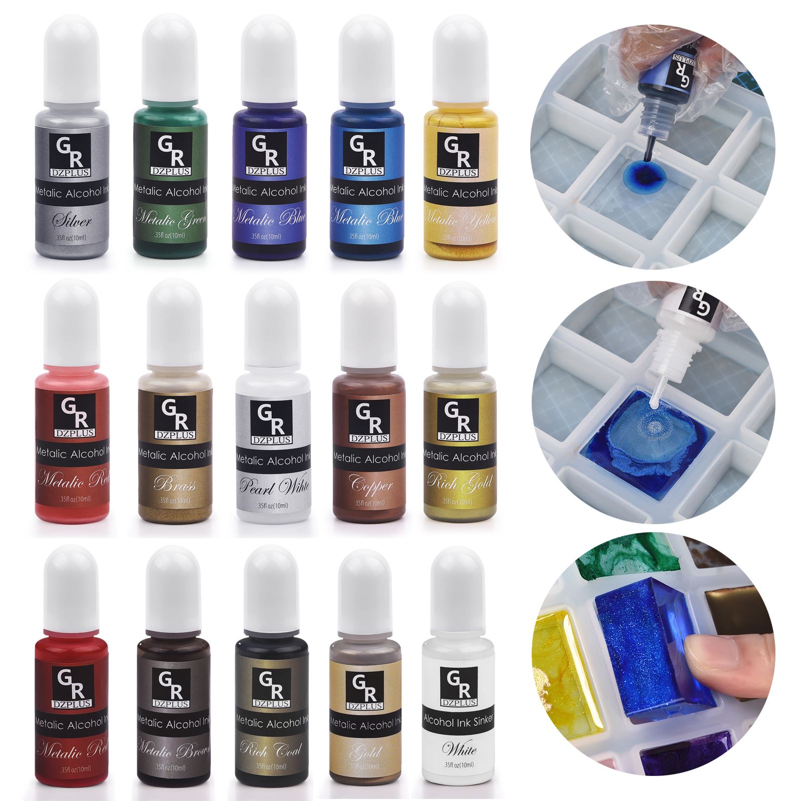 1 セット樹脂顔料キットアートインクアルコール液体着色剤染料 - Resin Pigment Alcohol Ink のレビューと価格
